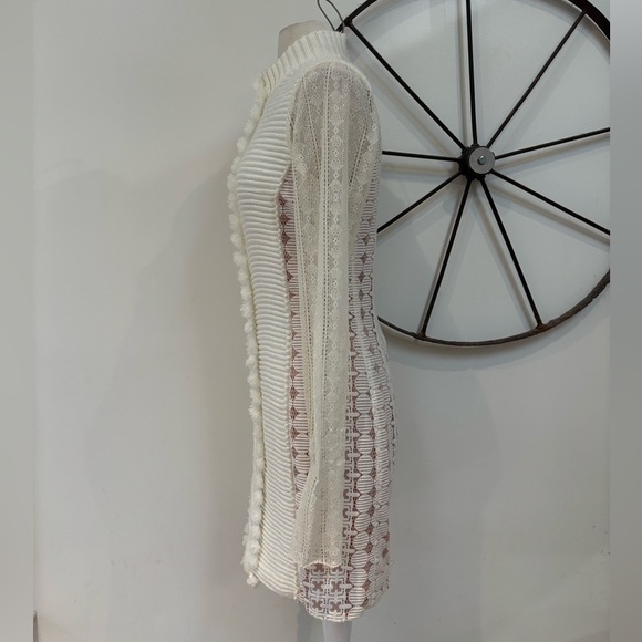 Byron Lars ivory knit and lace bodycon sweater dress 8 - Picture 2 of 10